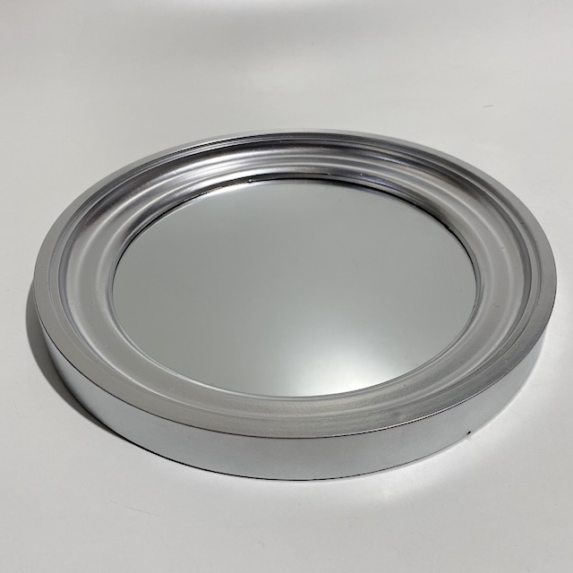 MIRROR, Small Round Silver Plastic
